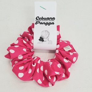 Handmade Women's Scrunchies Large Pink Polka Dot